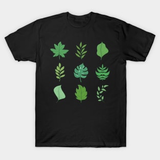 Little Leaves, Green Drawing T-Shirt